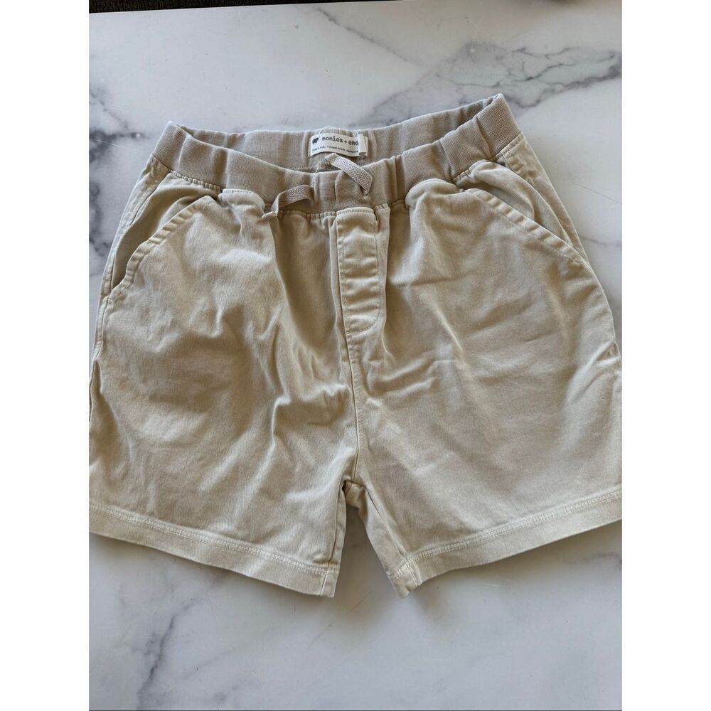 Monica & Andy size 10 khaki tan cream shorts 100% organic cotton pull on
